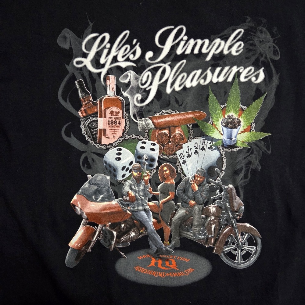 Y2K Harley-Davidson Biker Graphic Tee Life's Simple Pleasures Size XXL